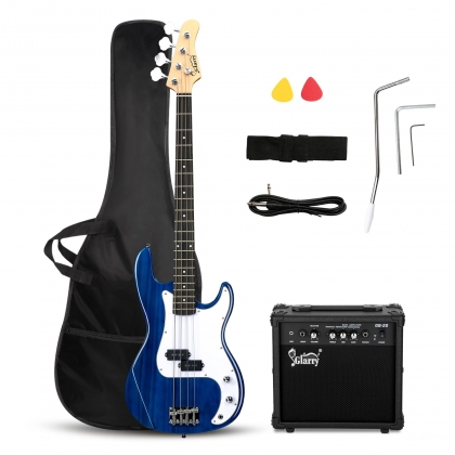 Glarry GP Electric Bass Guitar w/20W Amplifier Black Blue Burlywood Red Sunset White Yellow