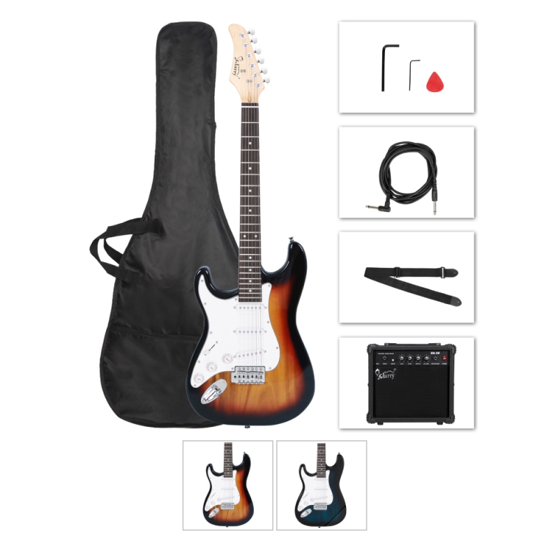 Glarry GST Left Handed Electric Guitar w/ 20W Amplifier Sunset Blue